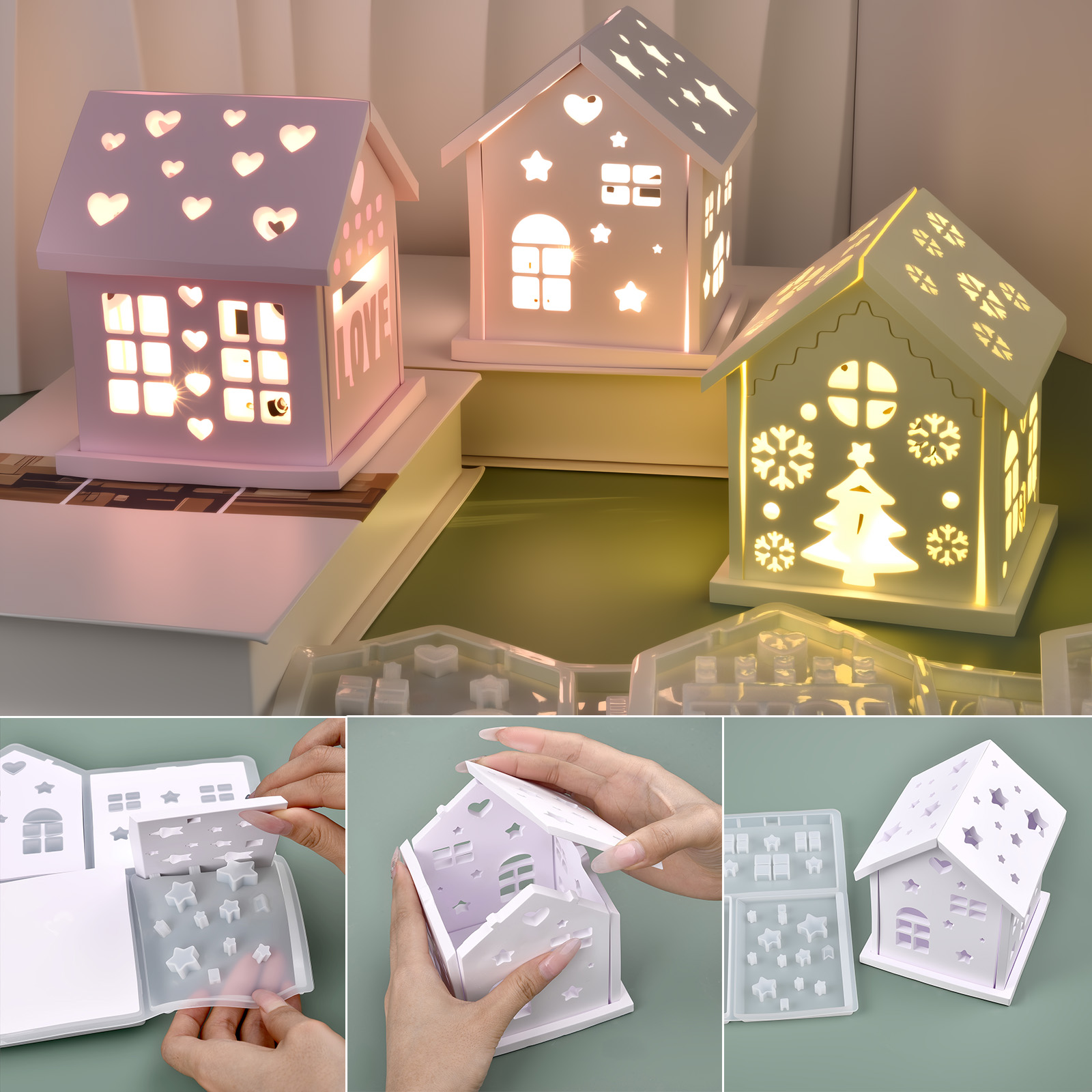Holiday Candle Set - Moule 3D en Silicone pour maison,