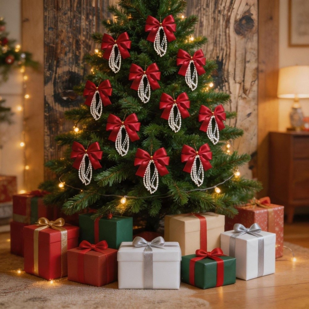 Gift Box Wrap Set - Lot de 12 nœuds pour sapin