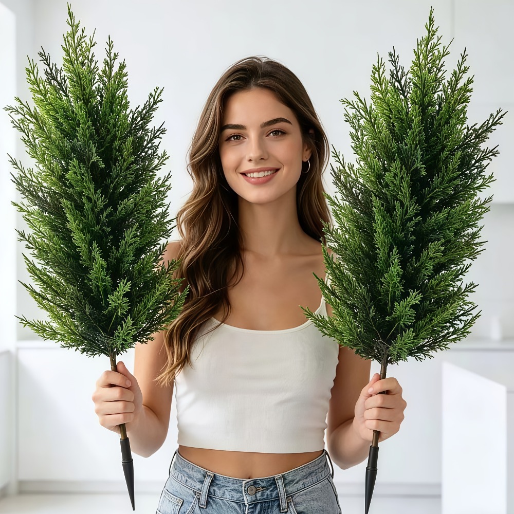Christmas Tree Artificial - Lot de 2 poteaux décoratifs d'extérieur