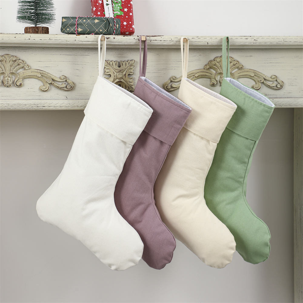 Christmas Stocking Hanging - Chaussette de Noël en lin naturel