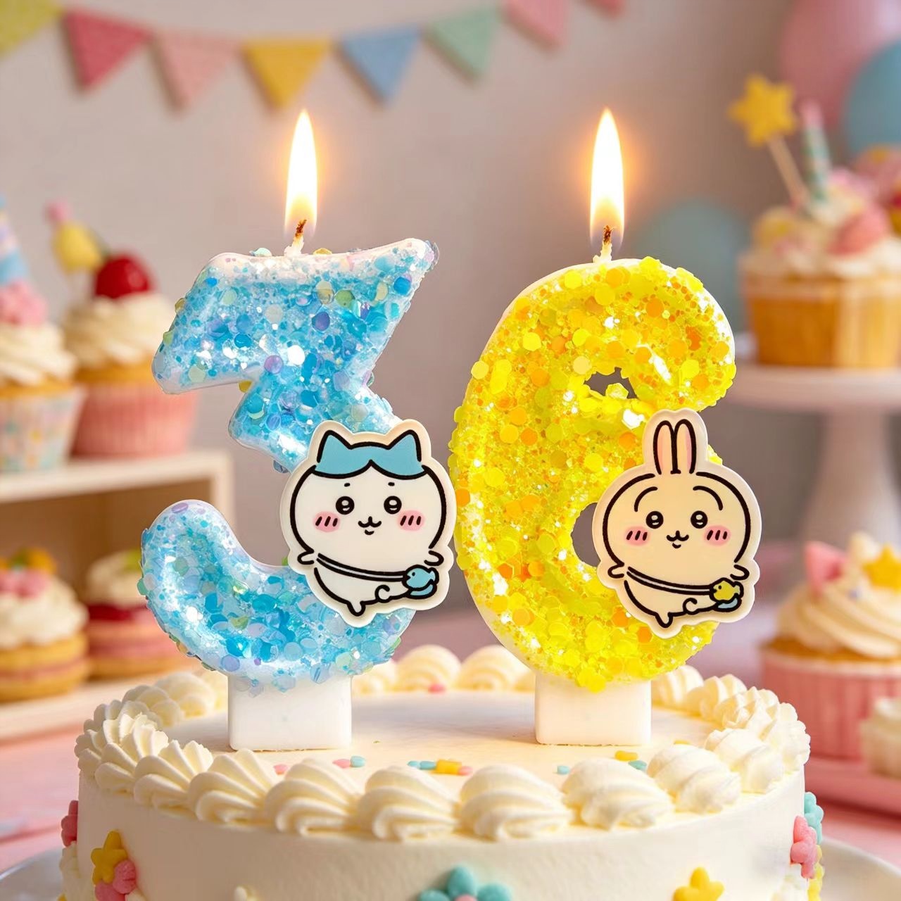 Holiday Candle Set - Bougies d'anniversaire Chiikawa Hachiware Usagi, décoration