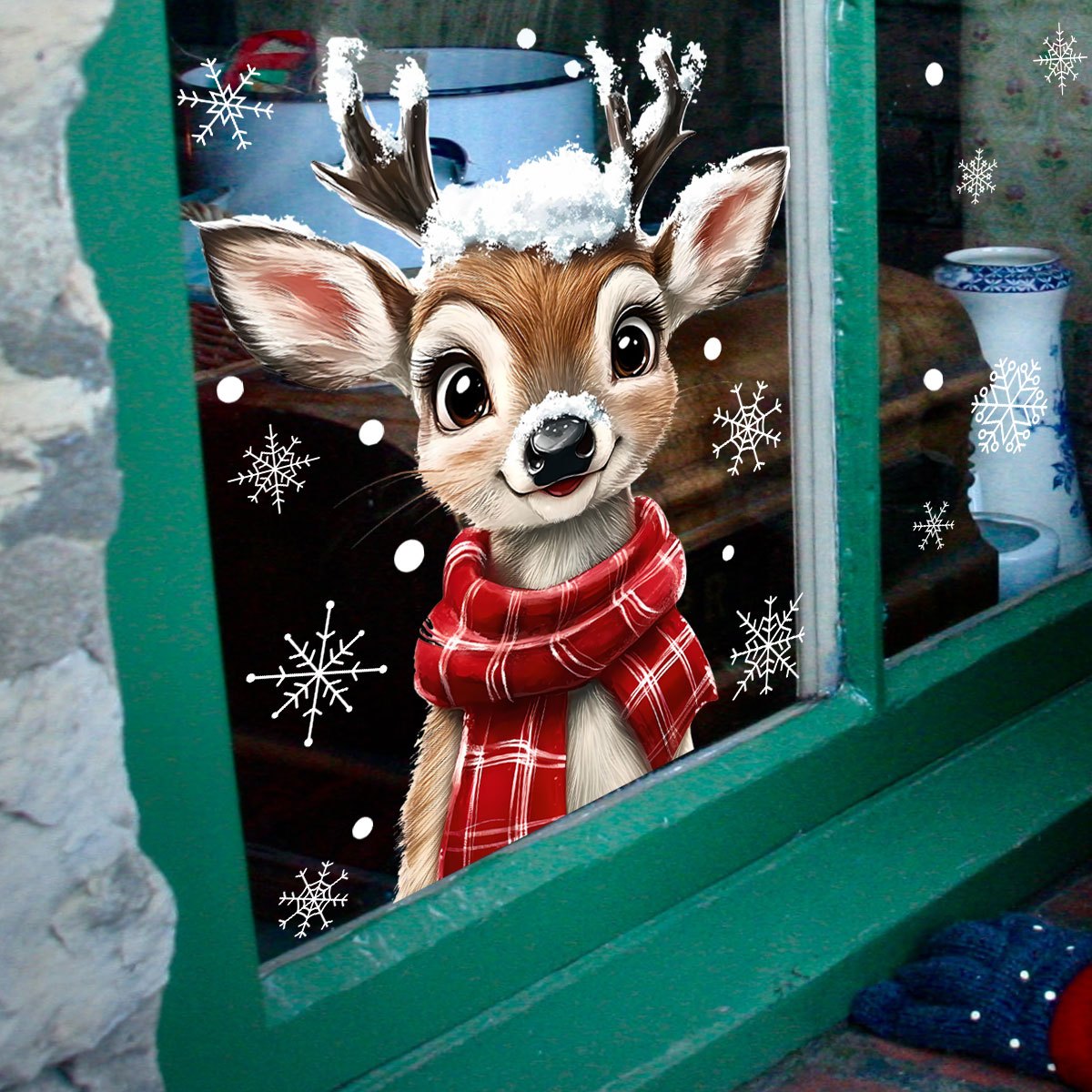 1pc écharpe de noël flocon de  - Snowflake Window Decal avis et prix