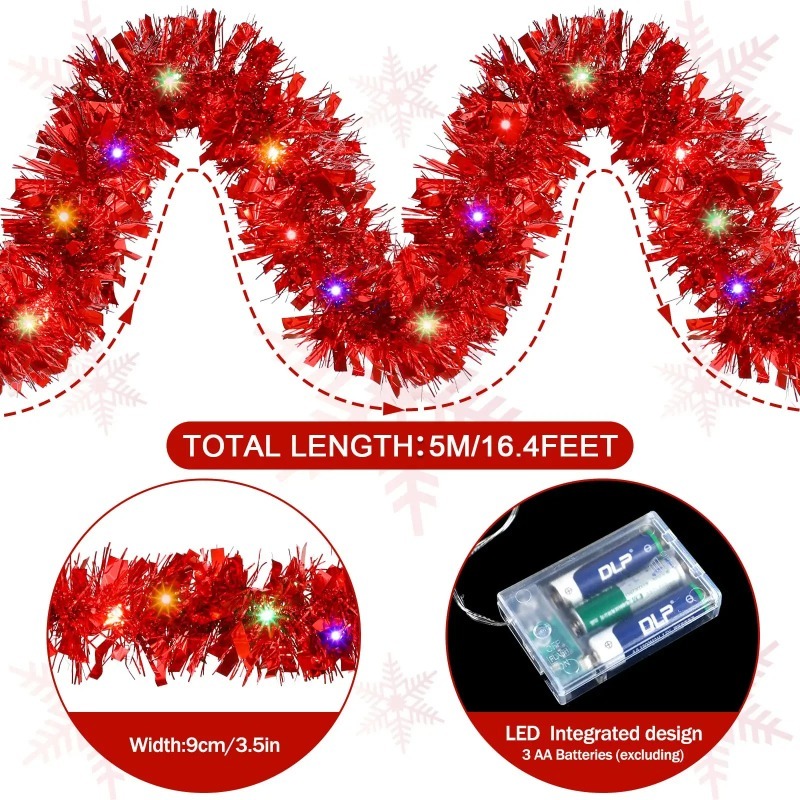 Guirlande lumineuse de Noël à  - Tinsel Garland Decoration avis et prix