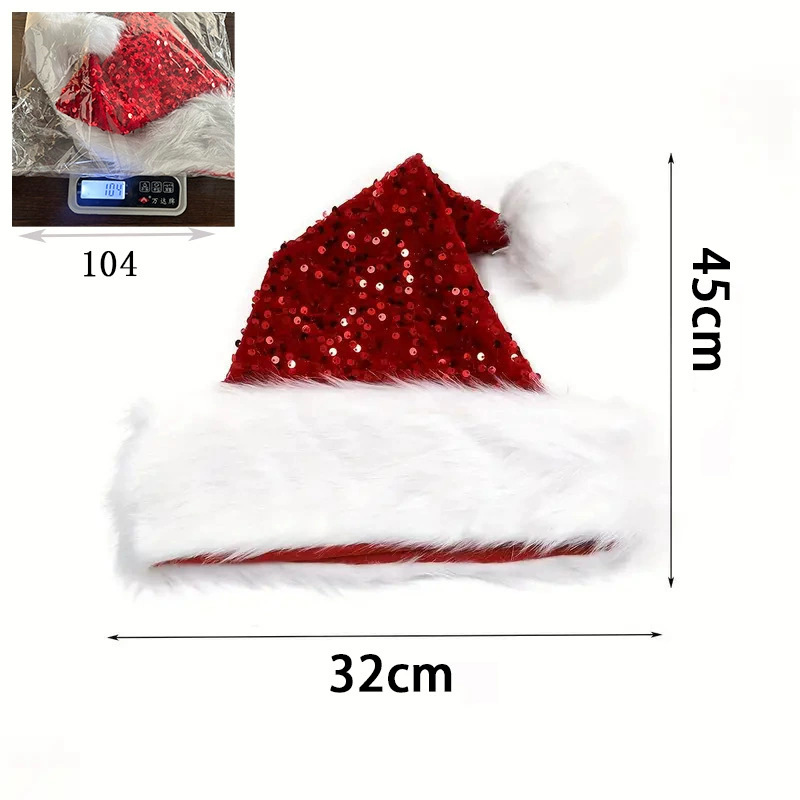 Chapeau de Noël à paillettes,  - Santa Hat Plush avis et prix
